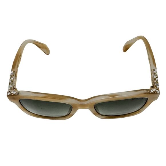 Lanvin Neutral Square Tortoiseshell Jeweled Rhinestone Sunglasses & case beige - Picture 7 of 11